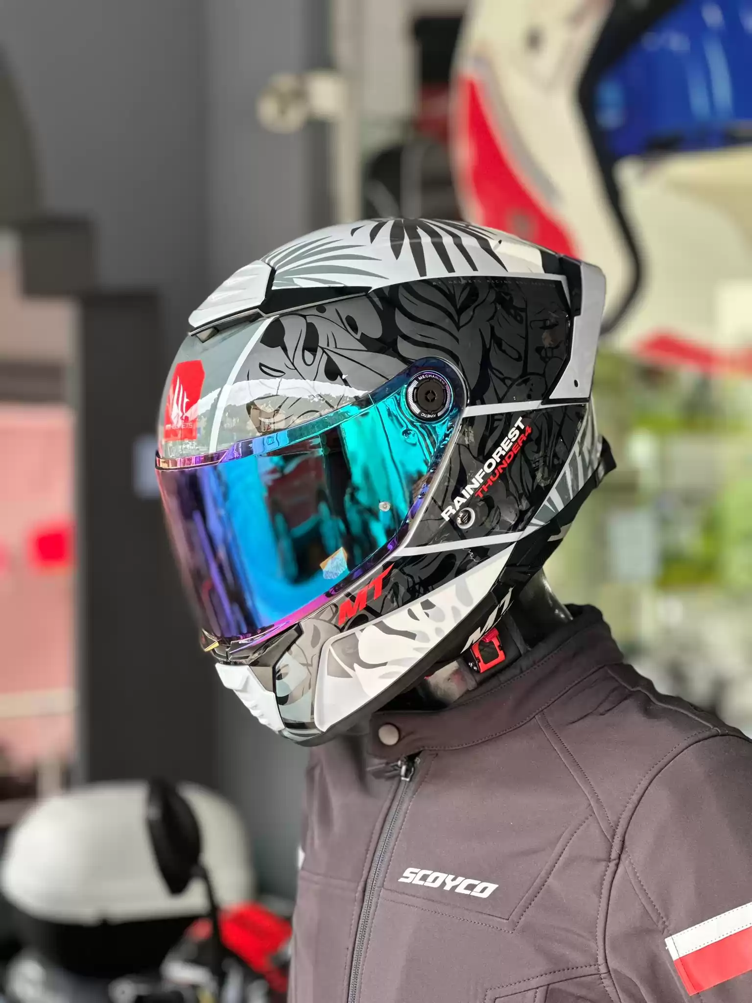 MT KASK THUNDER 4 SV FF118SV RAİN FOREST C2 GLOSS ŞEFFAF VİZ